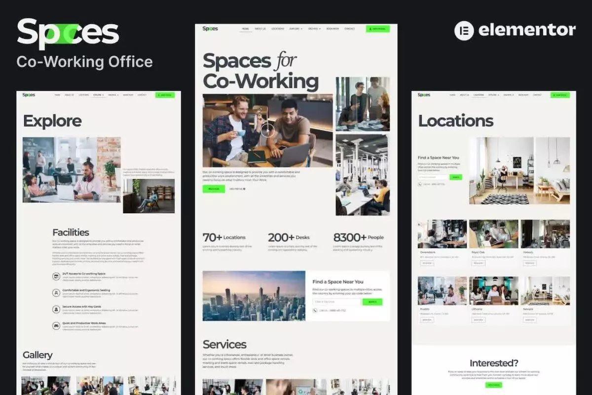 Spaces - Co-Working Elementor Pro Template