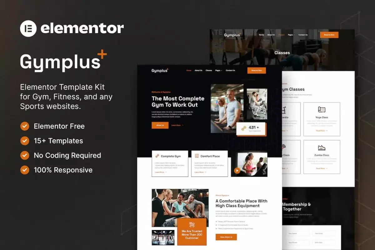 Gymplus - Gym &amp; Fitness Elementor Template