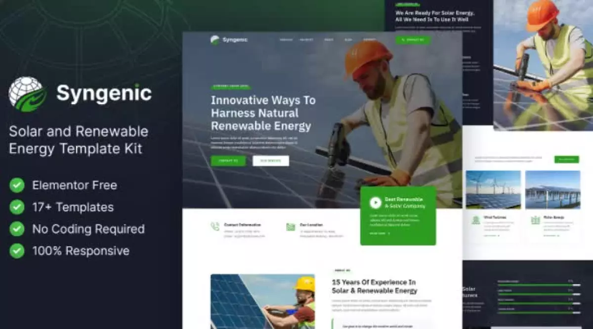 Syngenic - Solar & Renewable Energy Elementor Template