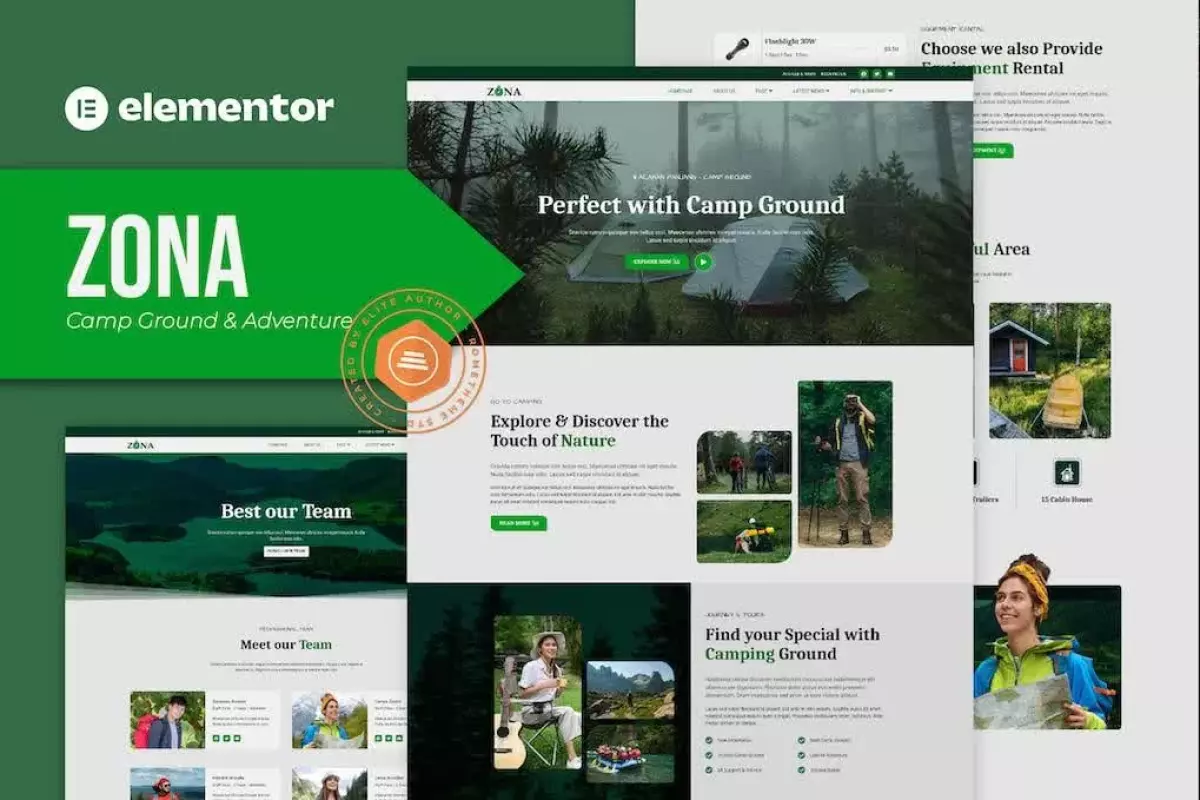 Zona - Camp Ground &amp; Adventure Elementor Template Kit