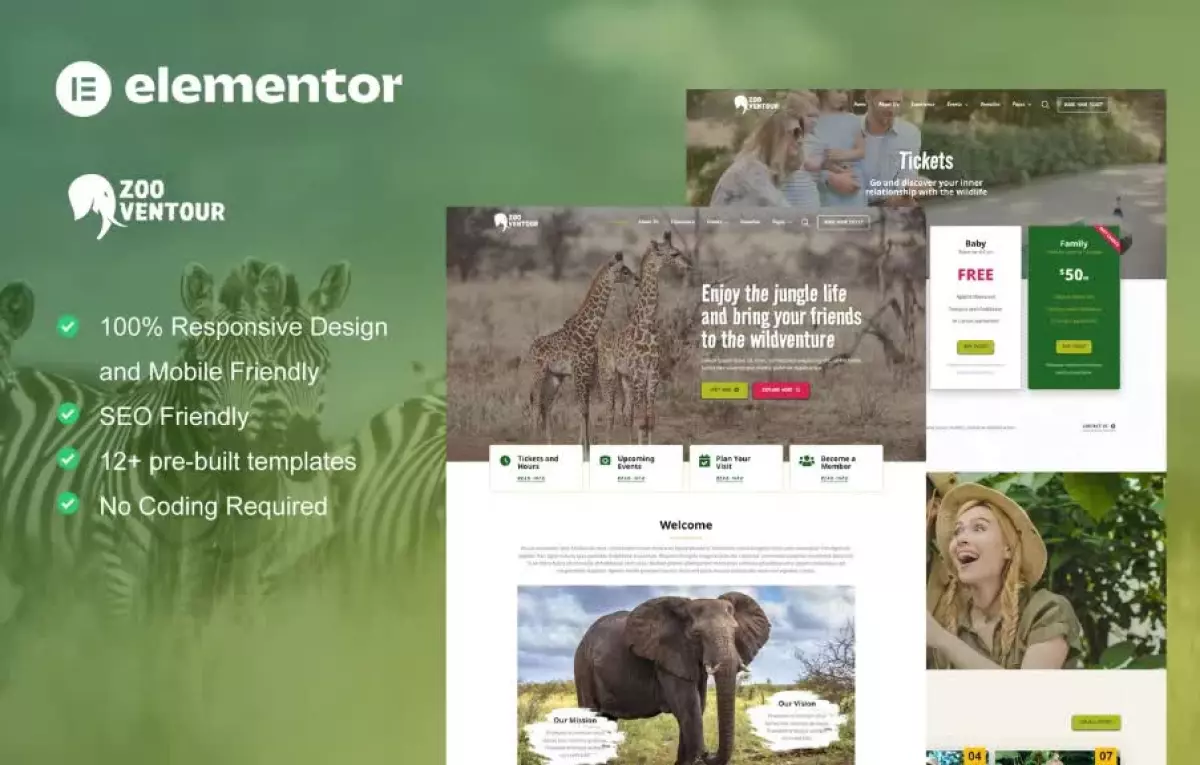 Zooventour - Safari & Zoo Elementor Pro Template