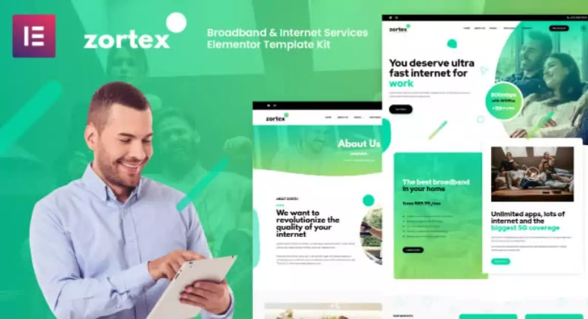 Zortex - Broadband & Internet Services Elementor Template Kit