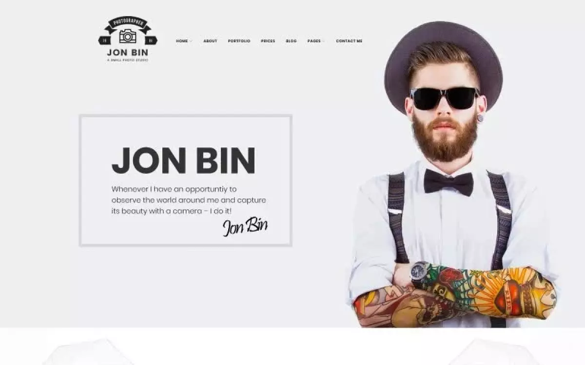 One Page Freelancer Photographer Portfolio WordPress Theme