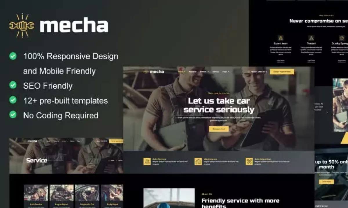 Mecha - Car Repair & Auto Service Elementor Template