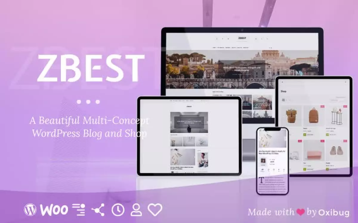 ZBest - Multi-Concept WordPress Blog Theme and Shop for Writers and Bloggers WordPress Theme