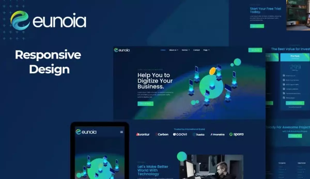 Eunoia - Tech Company Digital Service Elementor Template