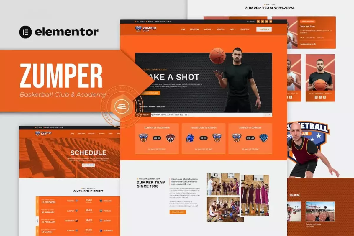 Zumper - Basketball Club &amp; Academy Elementor Template Kit