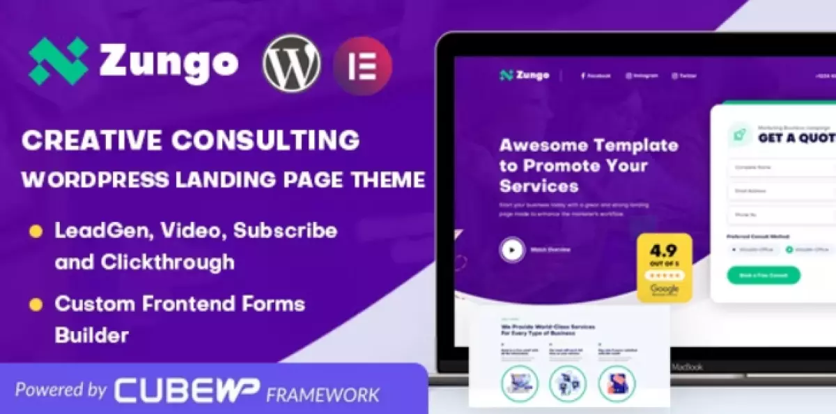 Zungo - Creative Consulting Business WordPress Landing Page Theme