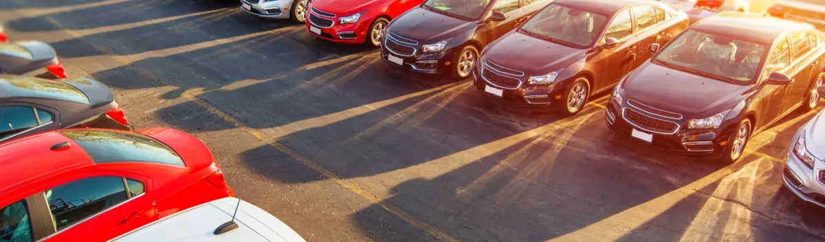 A garage of cars lined up
