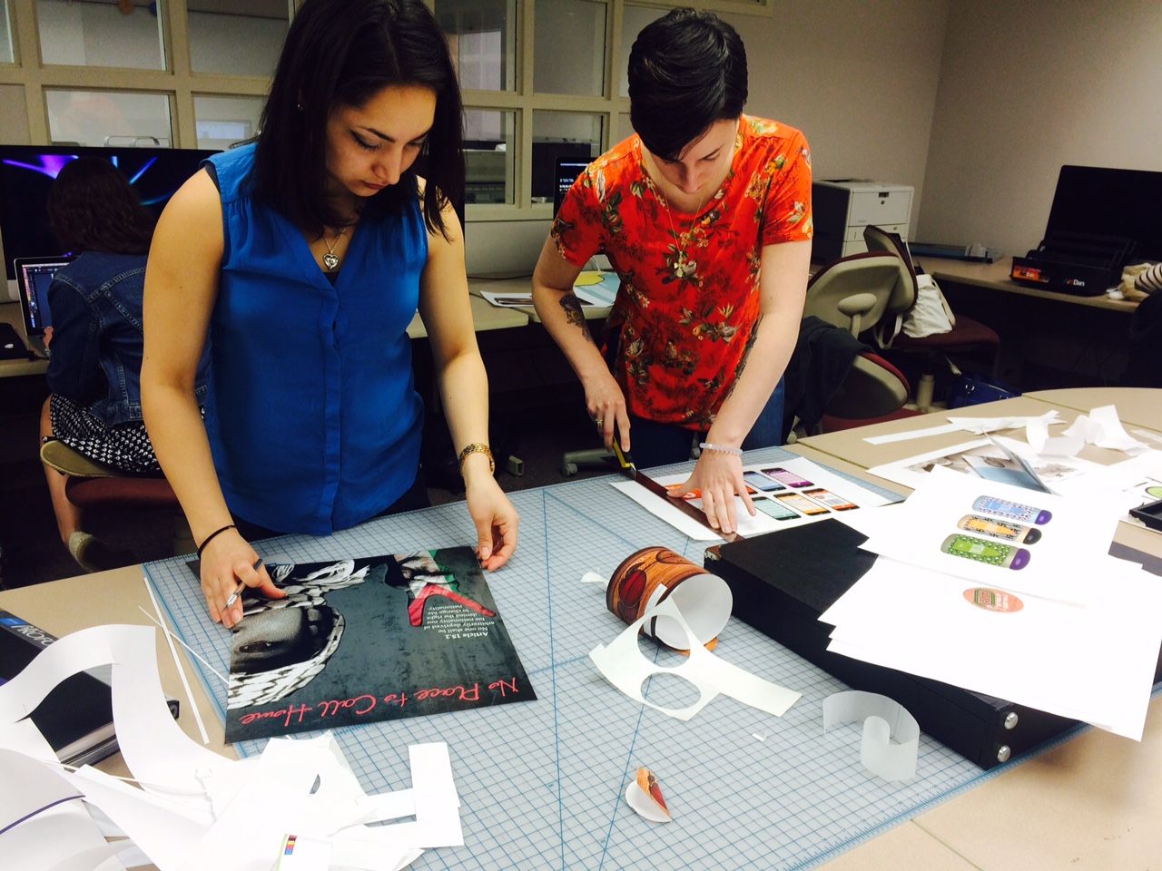 Students cut and prep their pieces (Photo Credit: Bri Morrell)