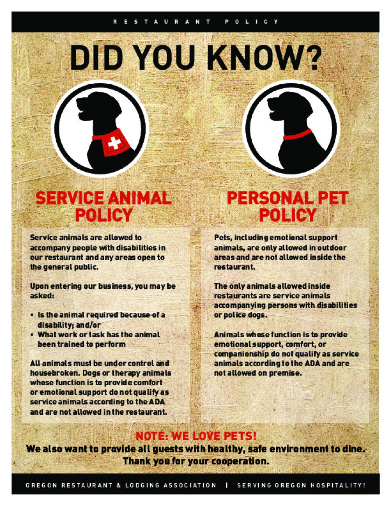 Service Animals Handout.pdf Service Animals In Restaurants