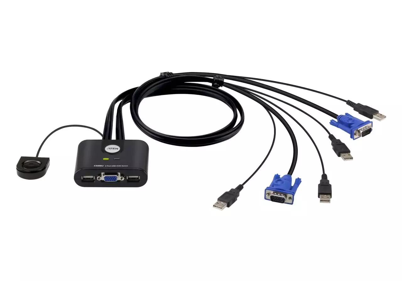 CS22U-AT на 2 компьютера, USB, VGA, кабельный КВМ-переключатель с пультом удаленного переключения порта 