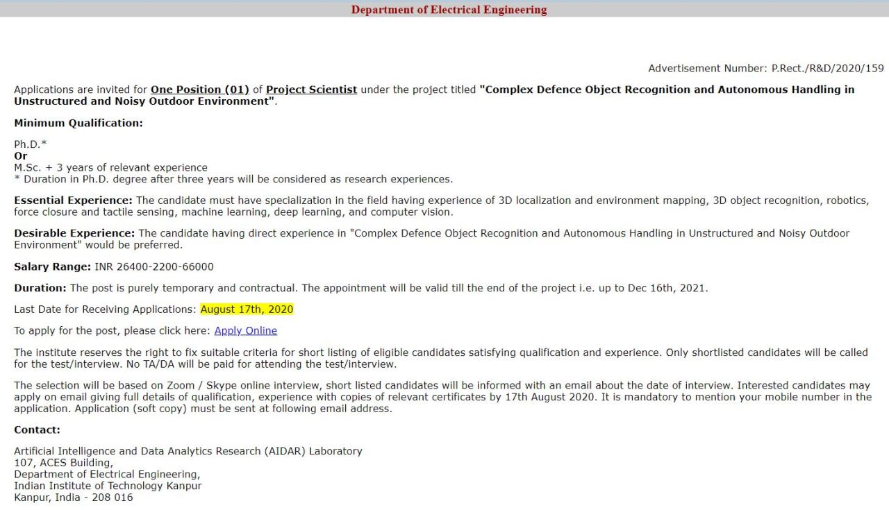 project scientist position