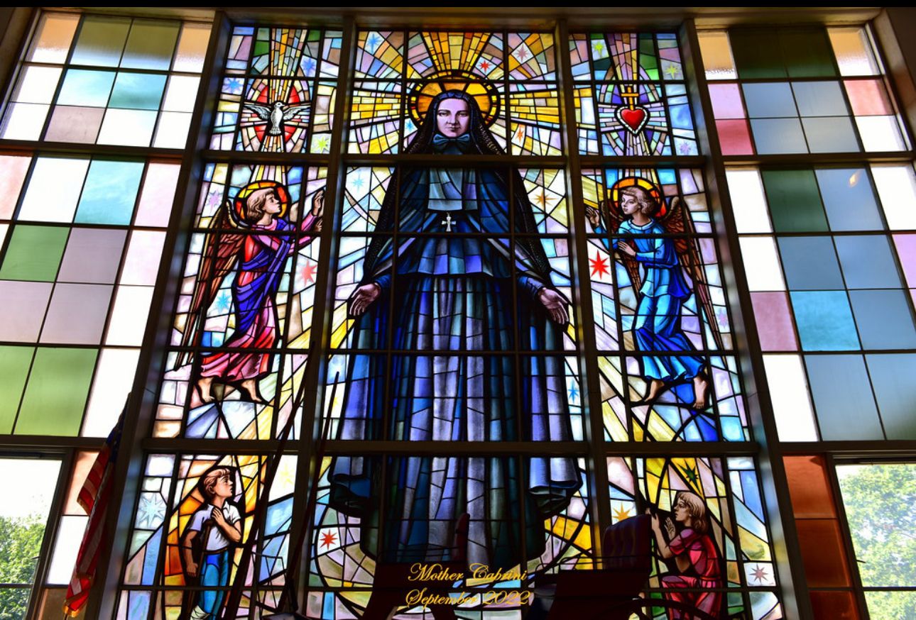 A stained glass window of St. Frances Xavier Cabrini. Photo via Flickr. 
