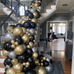 black gold silver balloon garland