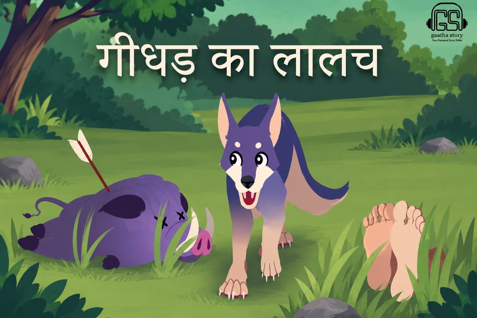 Feature image for post The Greedy Jackal गीधड का लालच. AI generated image