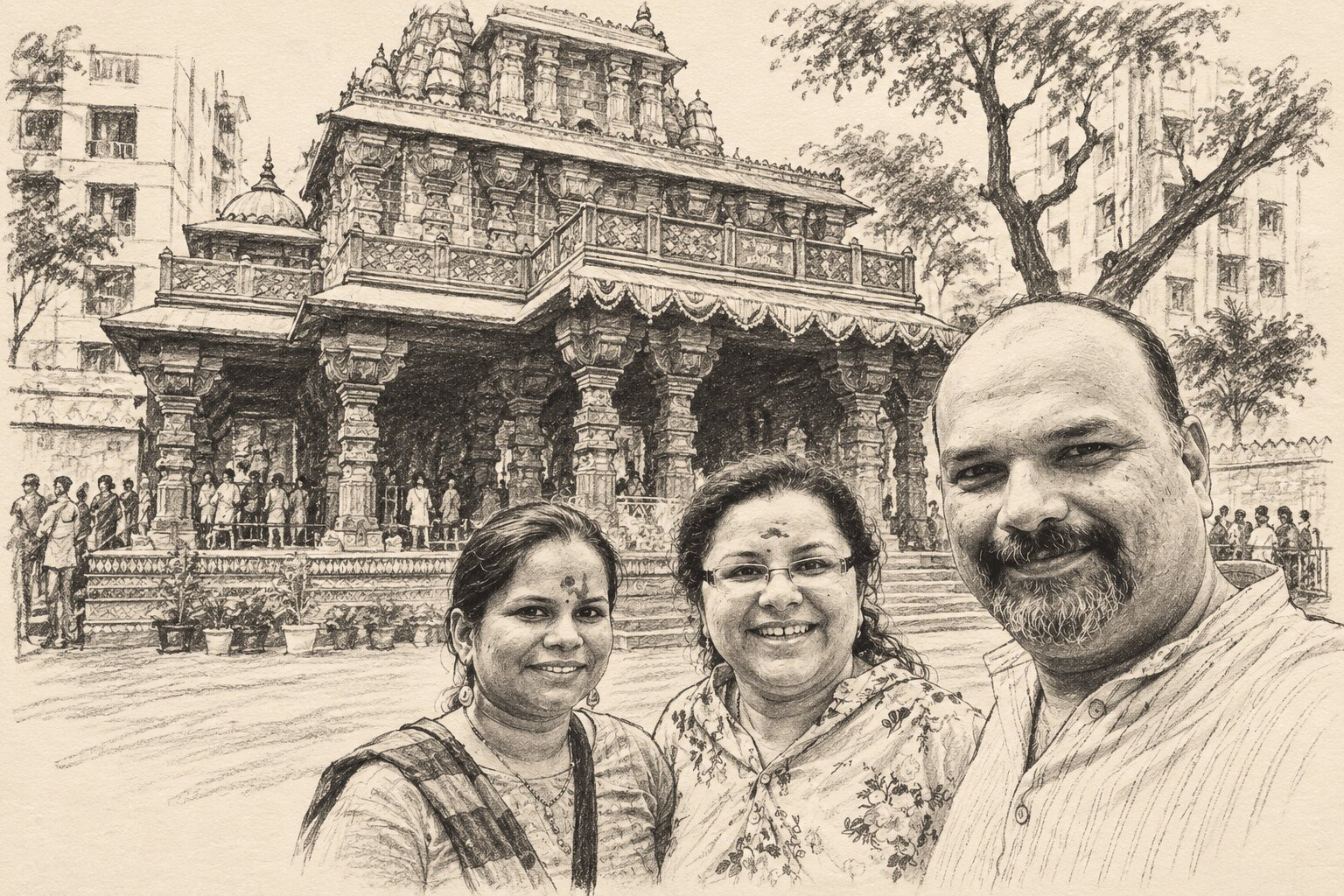 Amar and Minu with their local guide, Mumbai, Sept 2024