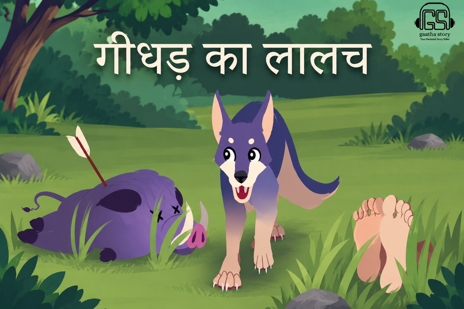 Feature image for post The Greedy Jackal गीधड का लालच. AI generated image