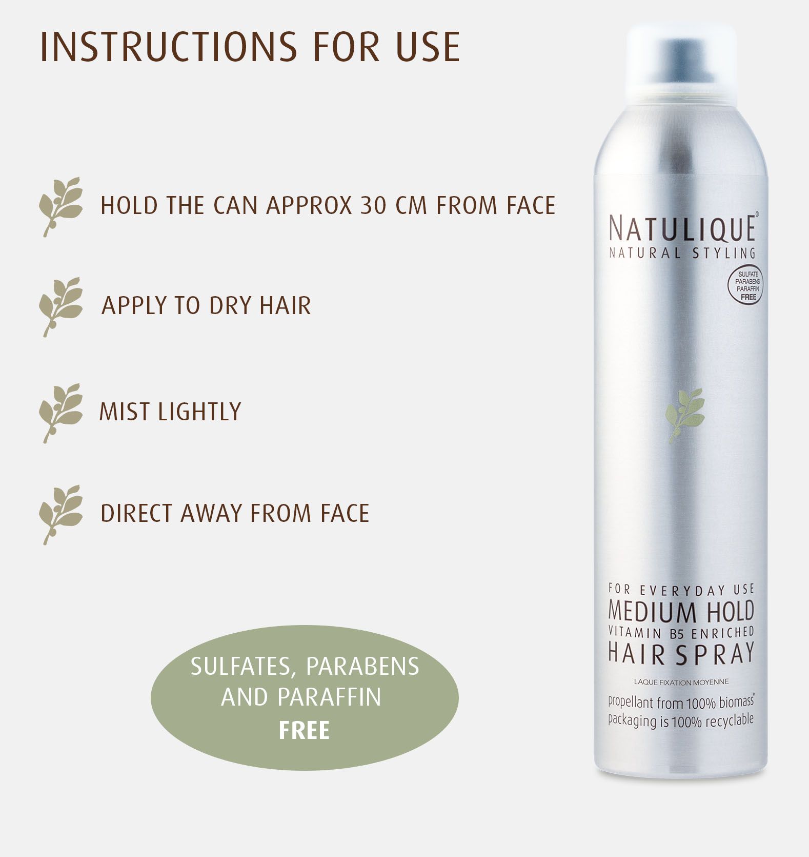 NATULIQUE HAIR SPRAY Natulique Medium hold hair spray