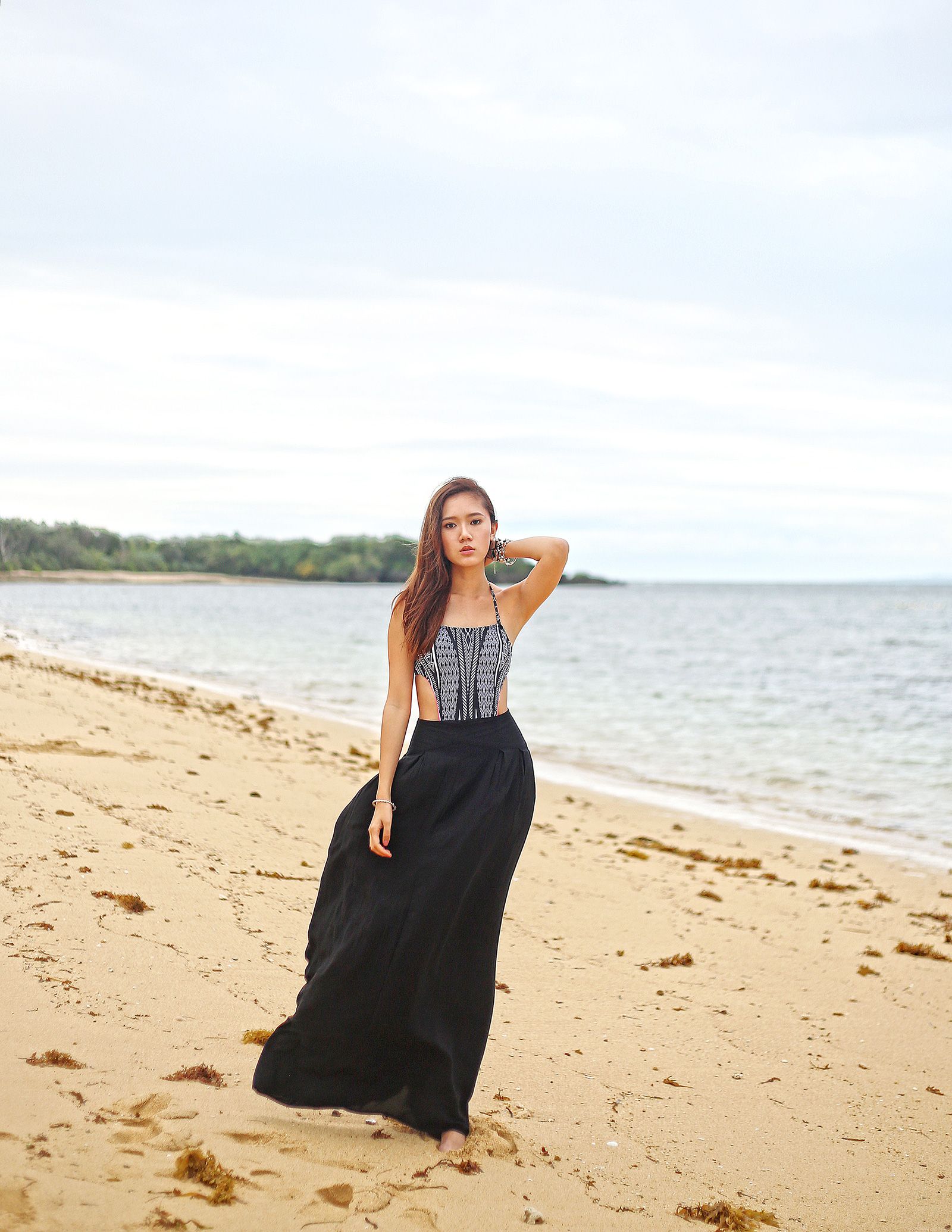 Debenhams Swimsuit, H&M Skirt Beach Fashion in Balesin | Camille Tries ...