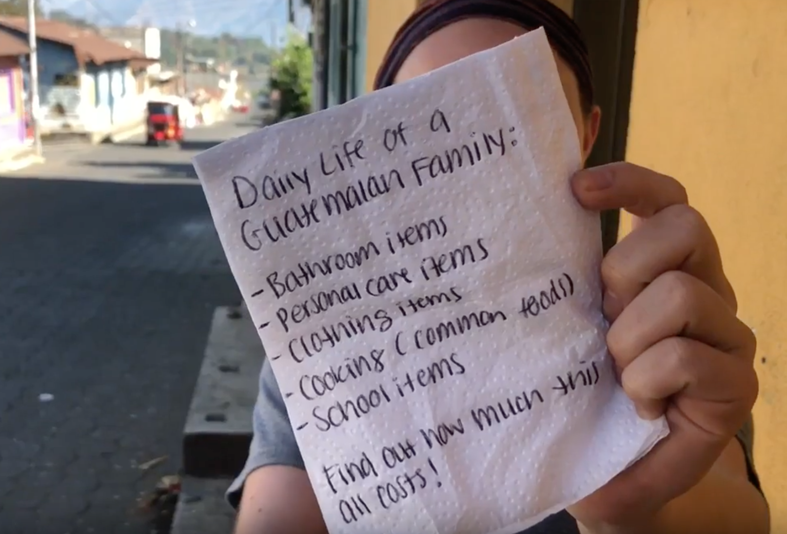 Shopping list for living on $5 a day in Guatemala