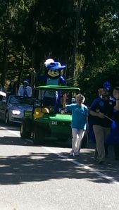 The beginning of the parade procession features Sister Christine, the Cabrini mascot and Mr. and Miss  Cabrini 2013. (Marina Haley/ Staff Writer)