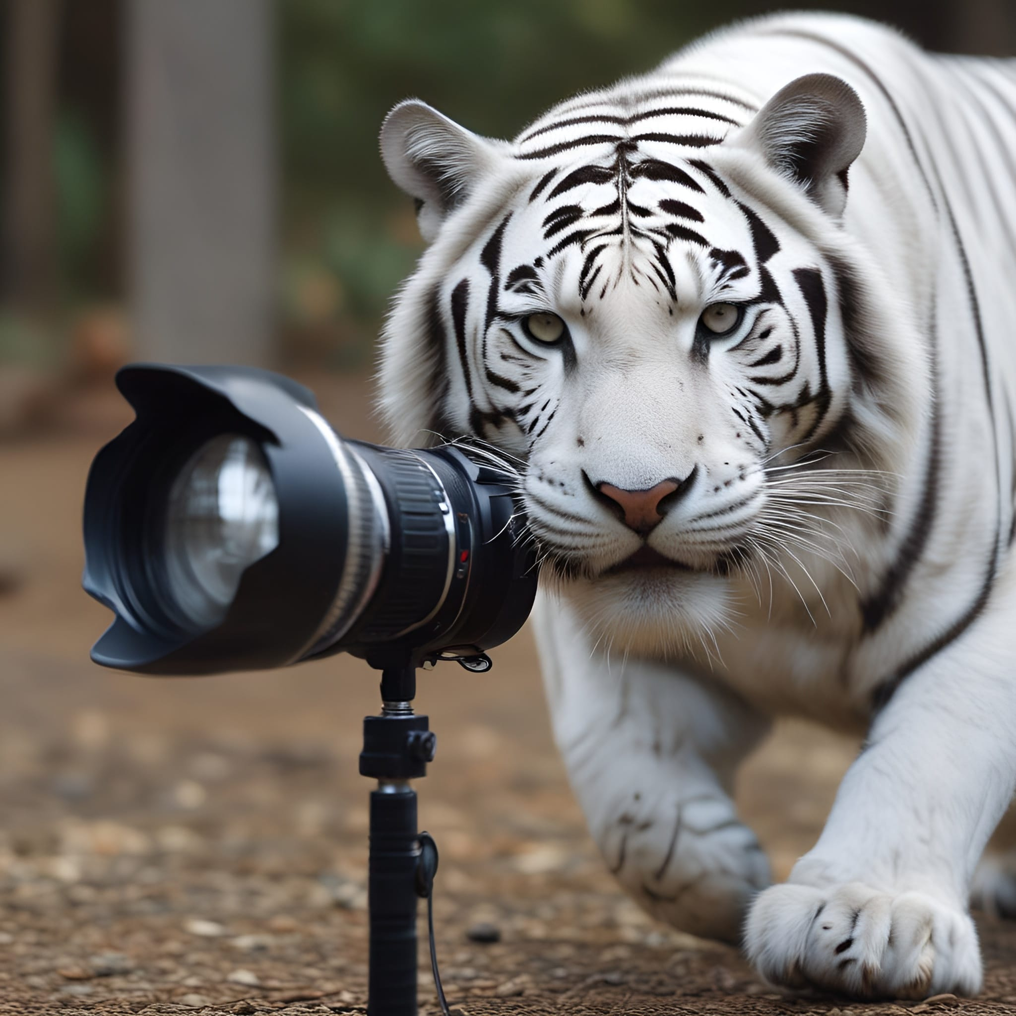 tiger taking a photo