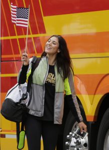 U.S. goalie Hope Solo arrives at LAX on Monday, July 6, 2015, after winning the FIFA Women's World Cup in Canada Sunday. (Lawrence K. Ho/Los Angeles Times/TNS)