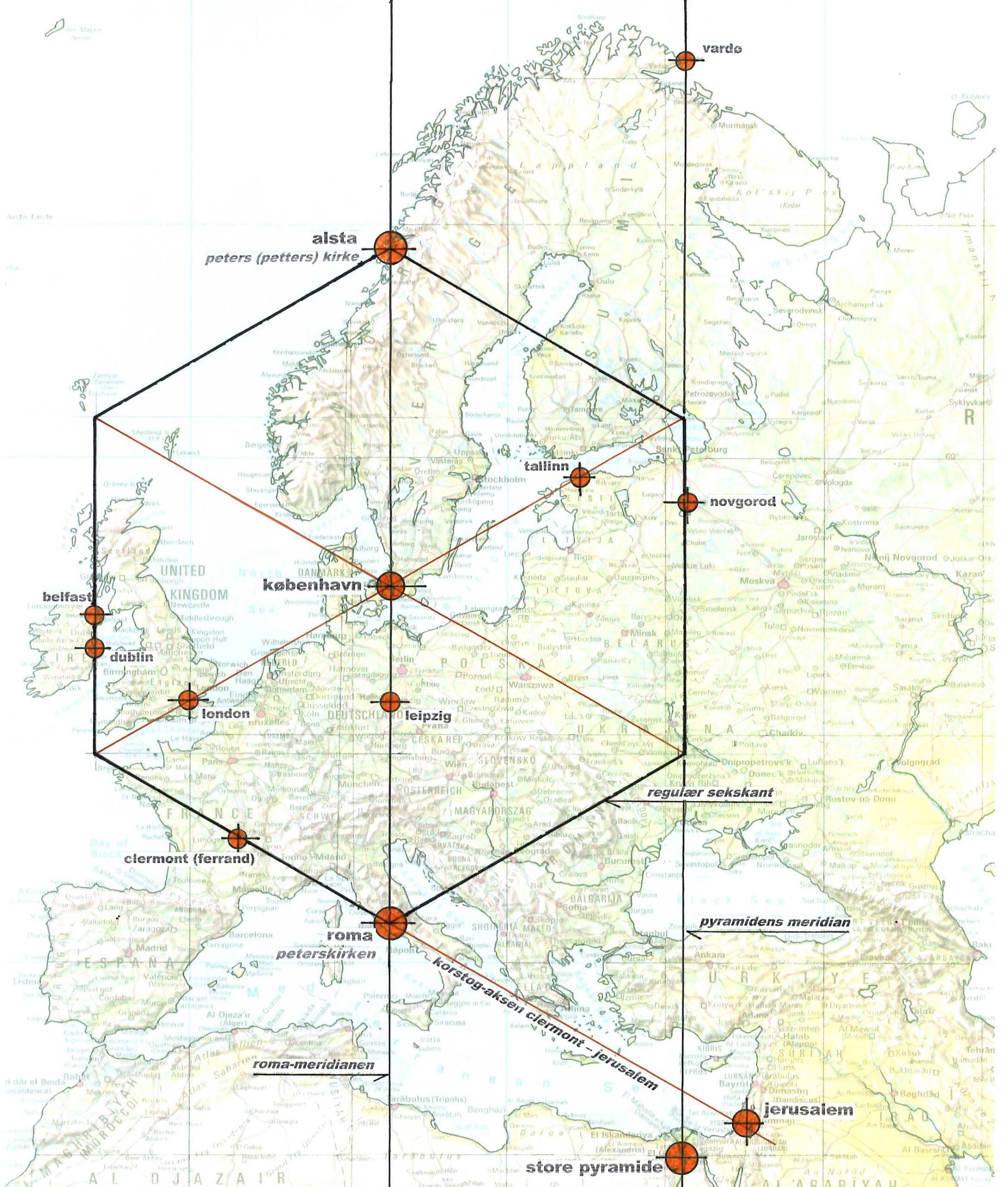 meridianene og sekskanten