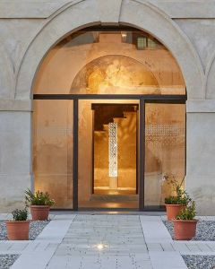 architectural bronze door to historical building 