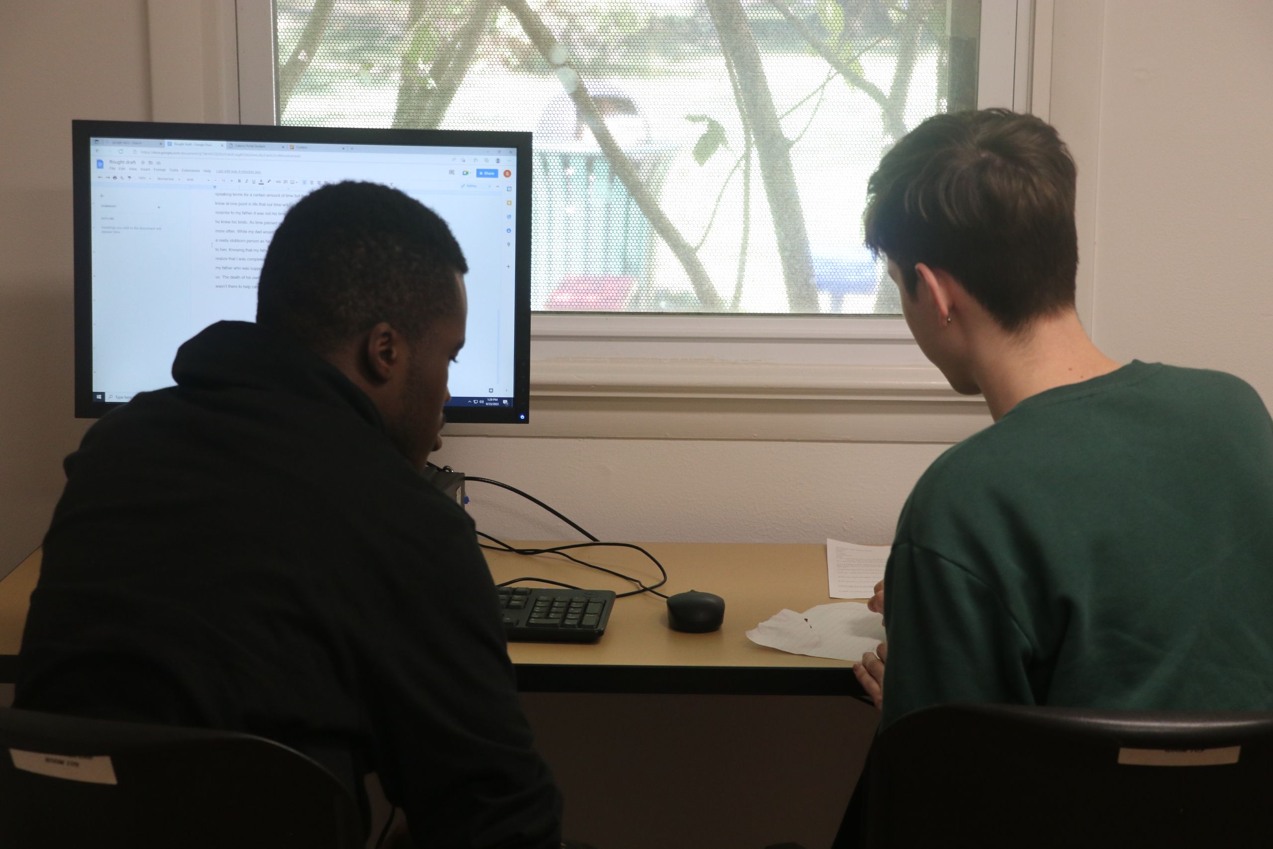 A tutoring session in the Writing Center. Photo by Gianna McGann