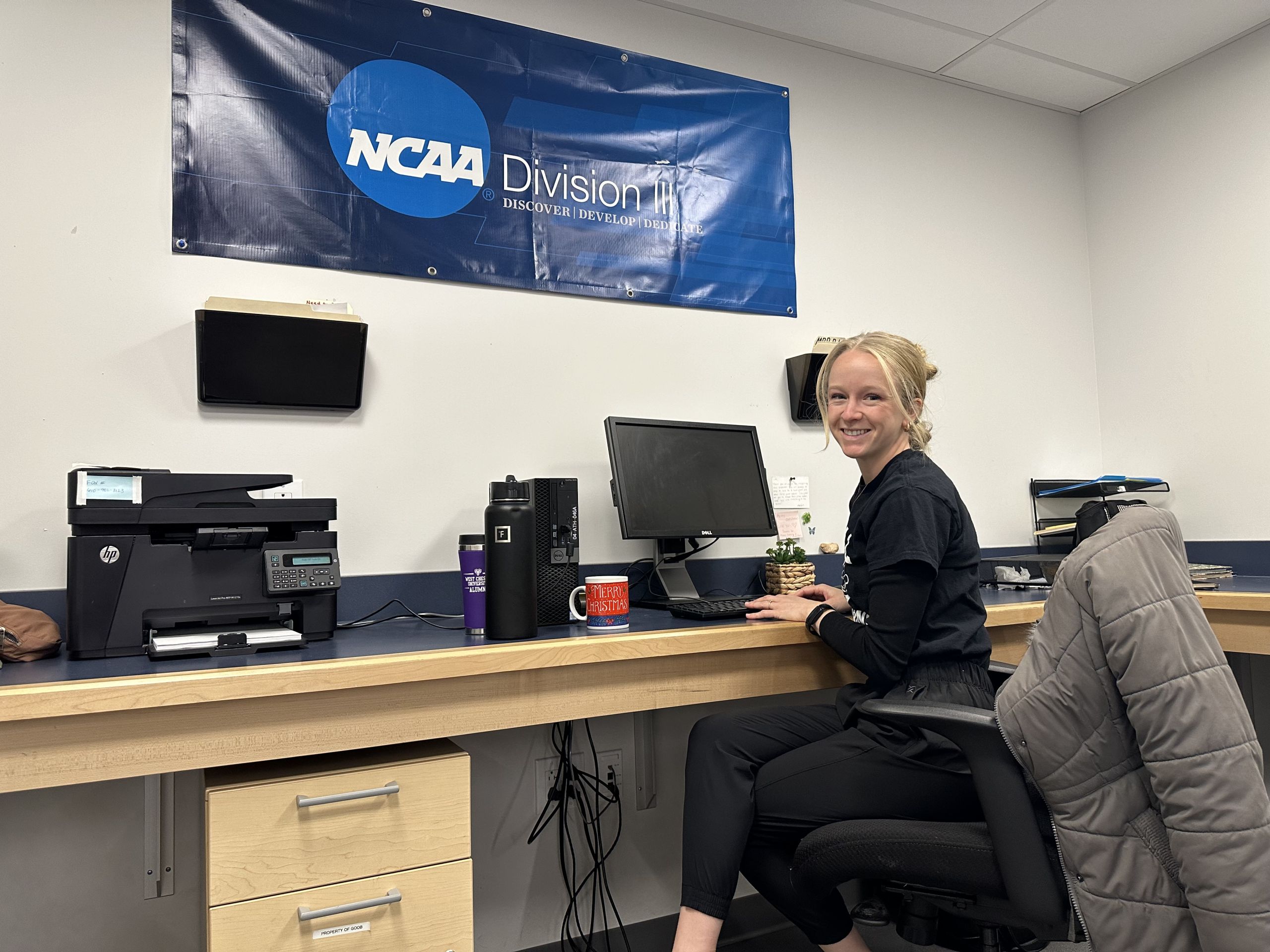 Lea Blackburn is the new head athletic trainer for Cabrini athletics. She is stepping into a major role supporting student athletes in their final campaigns. Photo by Jason Fridge