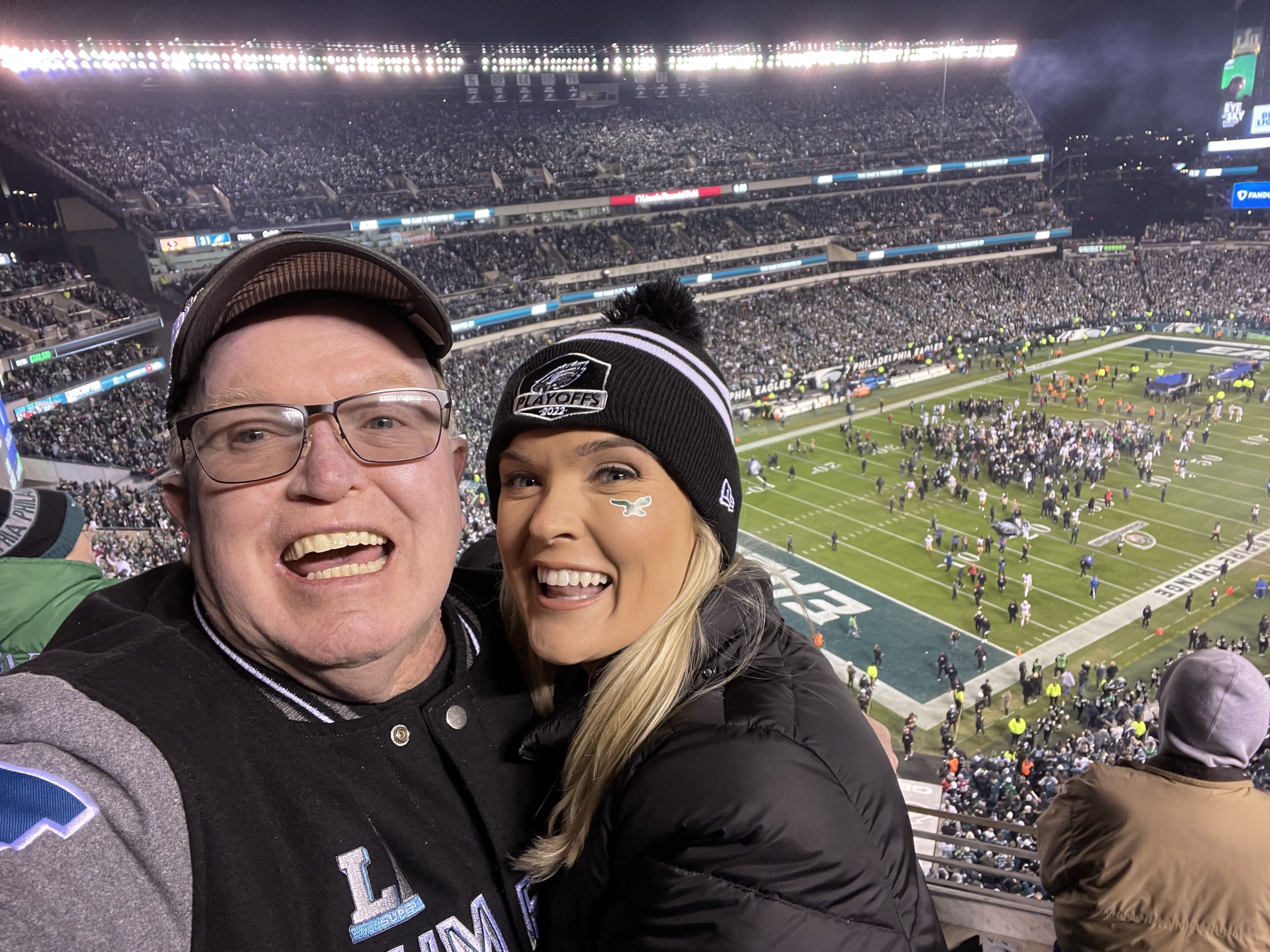 Brigid and Terry at the NFC Championship. Photo by Brigid Dillon.