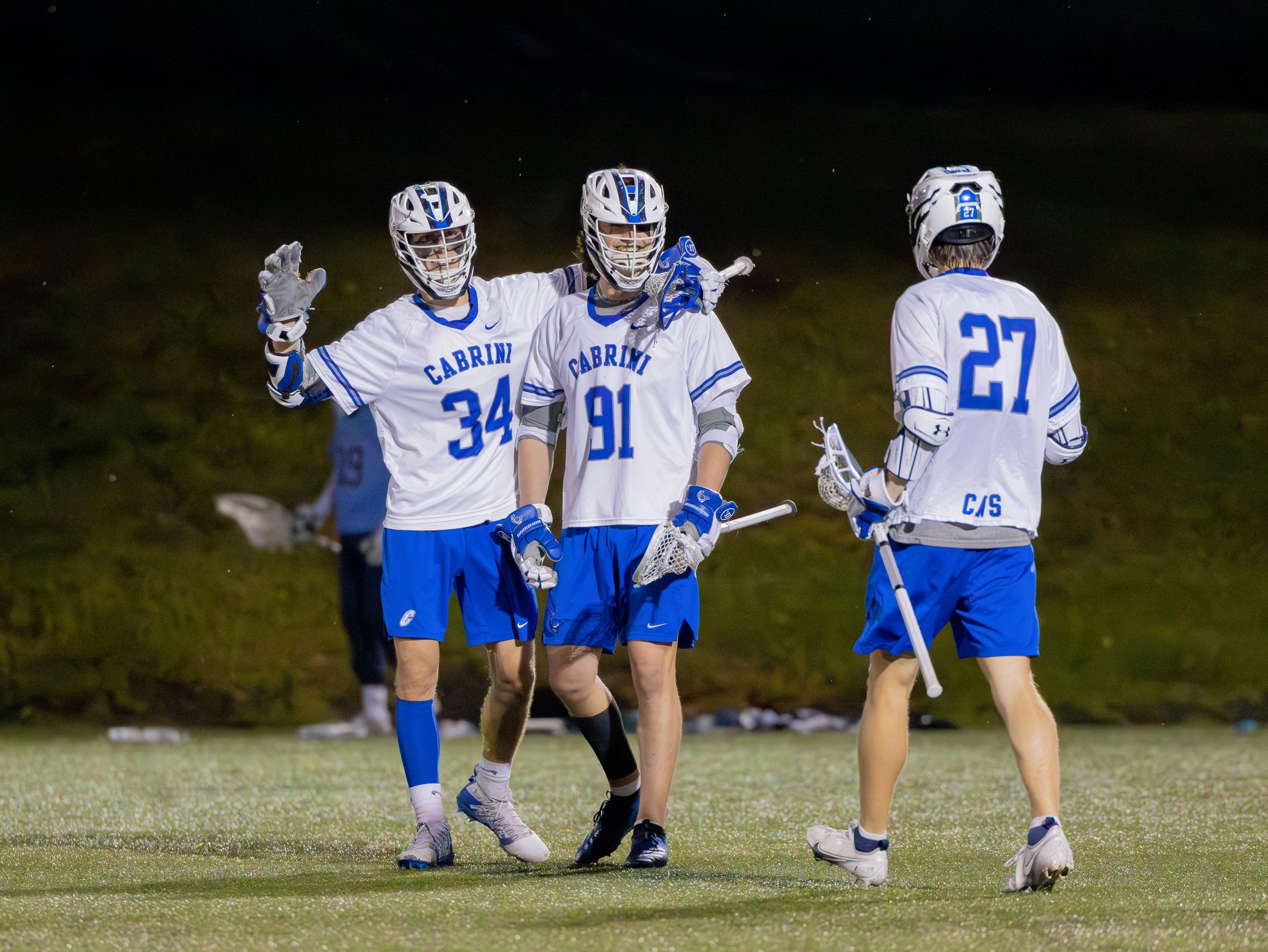 (From left to right) Dillon McManus, Thomas Vaughan, and Connor Herraiz celebrating a goal. Photo by Thomas Ryan.