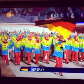 The outfits worn by Germany during the opening ceremony in Sochi. (CC image courtesy of Frederik Hermann on Flickr)