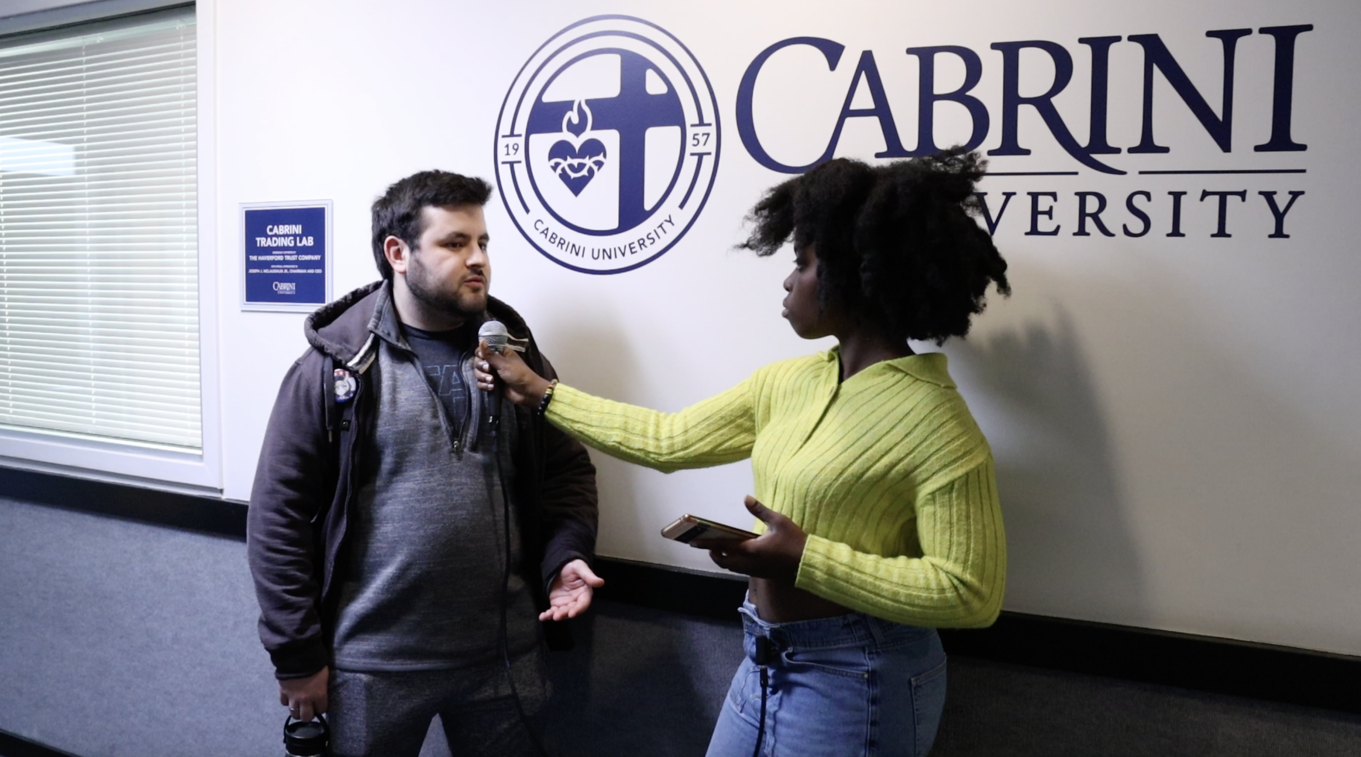 Jedidah Antwi interviewed students across Cabrini's campus. Photo by Andrew Stovenour. 