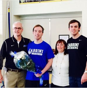 CabriniAthletics.com Senior Scott Hunt  and his family posing for a picture after a meet. Hunt has  swam for 17 years.