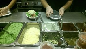 When ordering at Chipotle you are walked down a row of different choices of ingredients. (Marina Haley/Staff Writer)