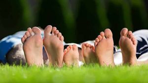 3 pairs of feet in a family