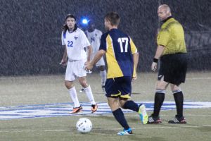 Junior Sean Neary played a full 90 minutes and recorded one shot in Thursday's game against Neumann.  (Photo By: Brittany Peoples/Staff Photographer)
