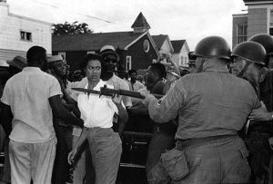 Gloria Richardson, civil rights pioneer and this year’s recipient of the Ivy Young Willis and Martha Dale Award, in a standoff during a riot. (Creative Commons)