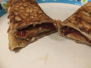 egg fast friendly crepes with peanut butter and jelly