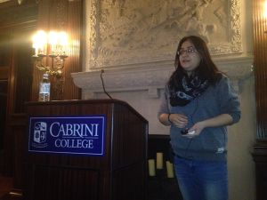 Jasmine Rivera giving her lecture in the Mansion. (Mackenzie Harris/Asst. News Editor)