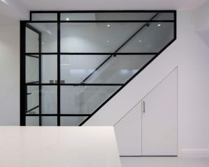glass and steel framed staircase 