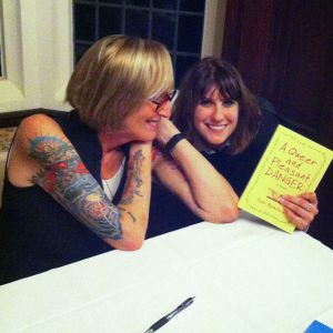Senior English major Maria Monastra posing with keynote speaker Kate Bornstein after a book signing. (Maria Monastra/Submitted Photo)