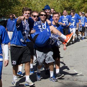 Members of the men’s lacrosse team during the parade.