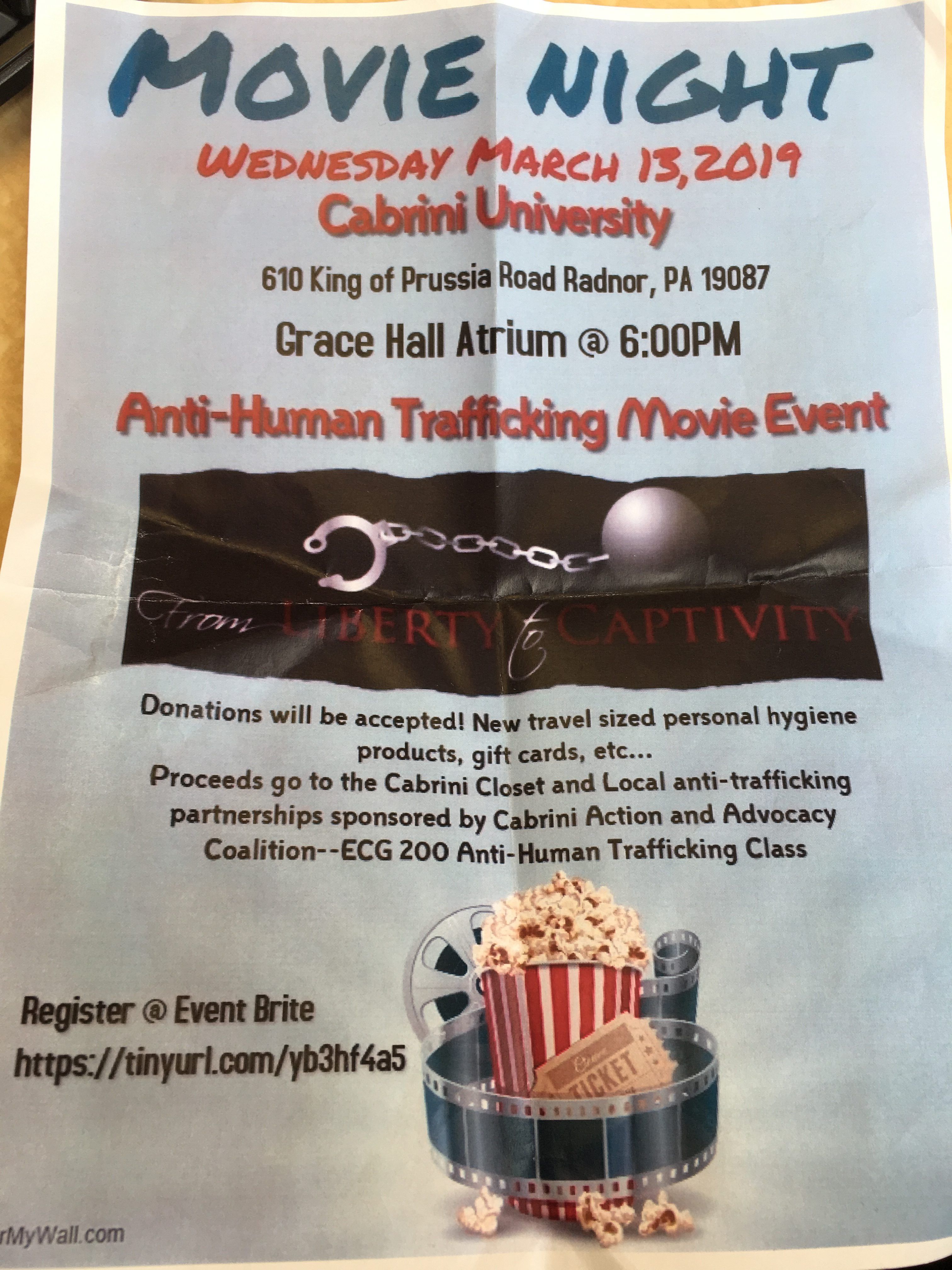 Above is a flyer about the movie night.  To save a seat for the event hit the link on the flyer. 