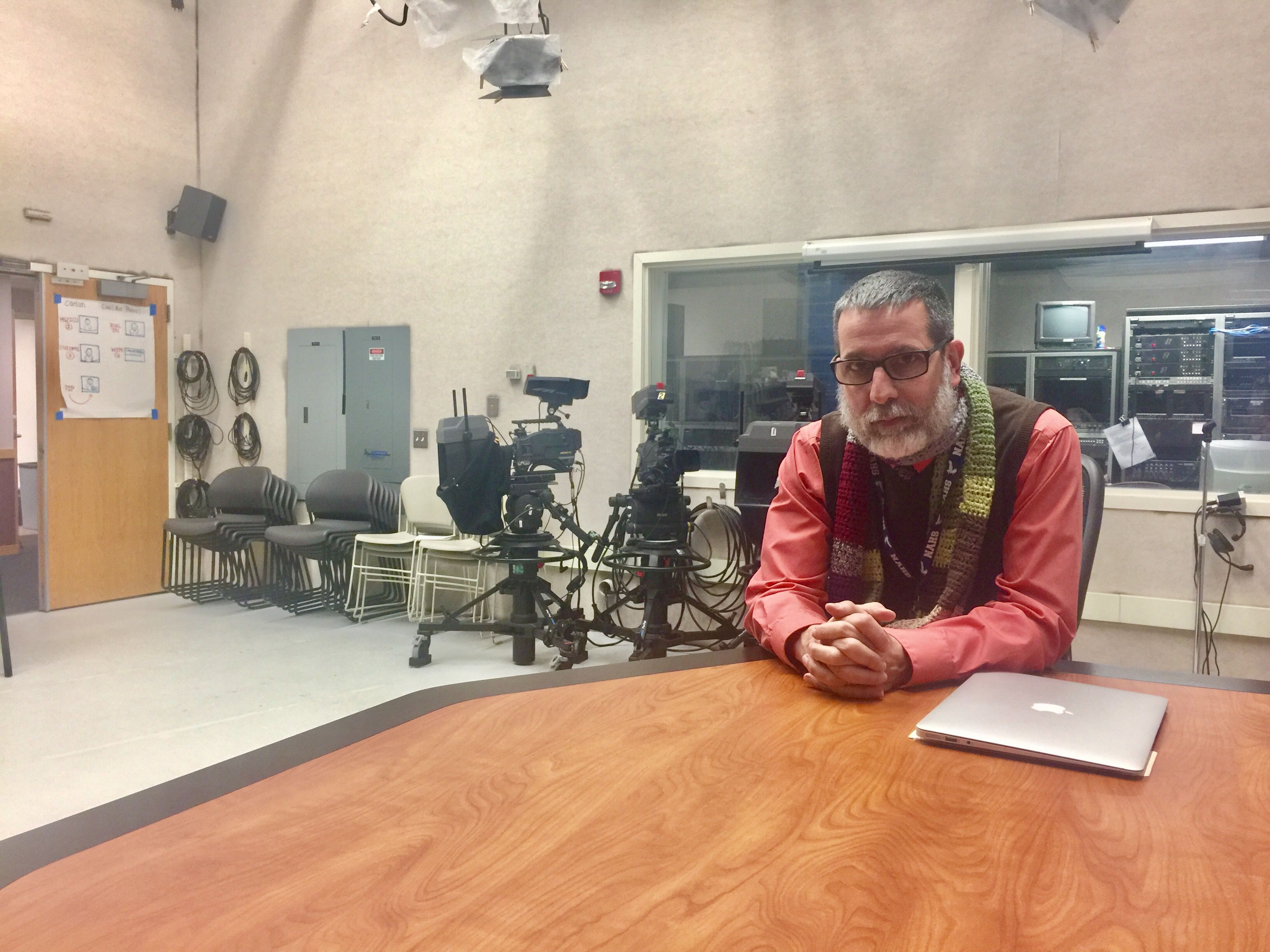 This is adjunct professor John Doyle's first time teaching Video Production at Cabrini.