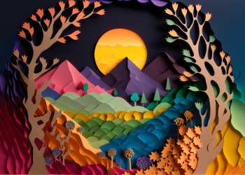 Colorful Abstract Paper Scene