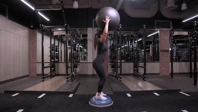 Balance Trainer Stability Ball Overhead Squats